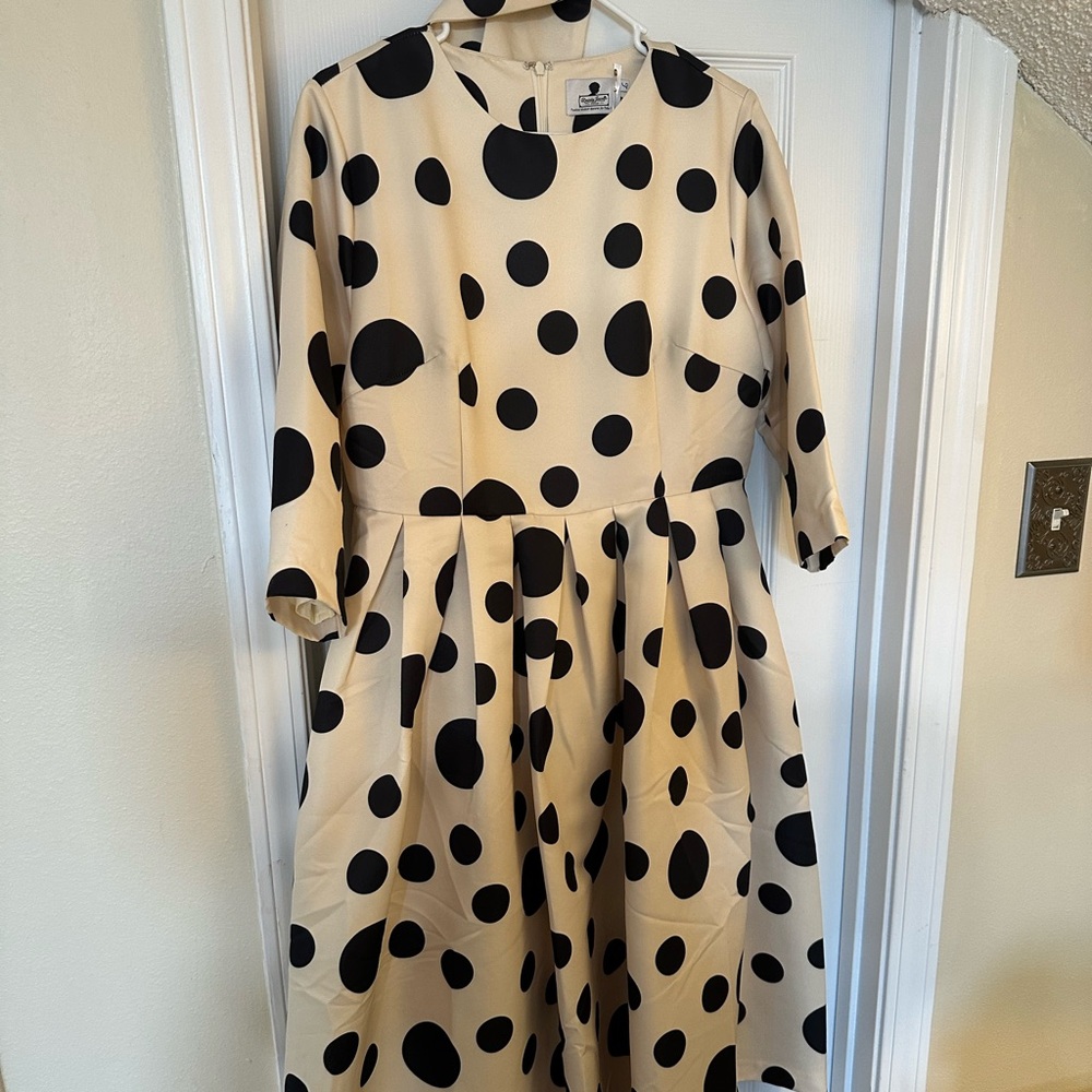 Dainty Jewell’s Black and Cream Polka Dot Dress